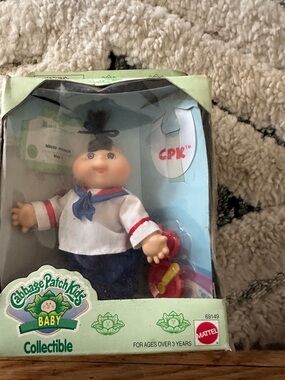 Mattel Cabbage Patch Kids Baby Doll in White & Blue Sailor Outfit